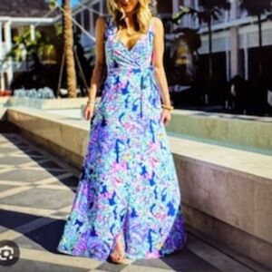 WORN ONCE!  EUC Lilly Pulitzer Delfina Maxi Wrap Dress, Medium
